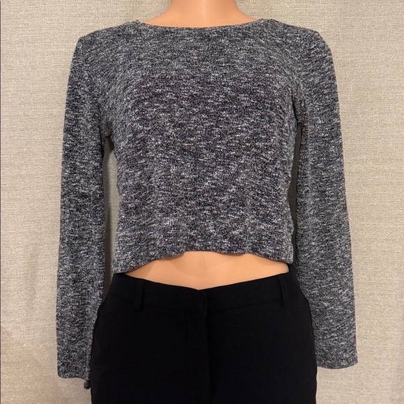 Forever 21 Tops - Forever 21 Gray Textured Long Sleeve Crop Top - Size Small